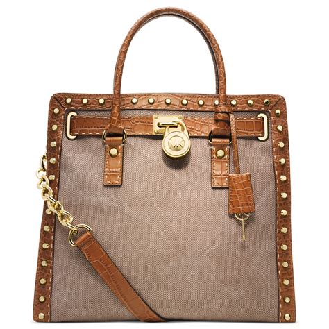 michael kors signature hamilton tote|Michael Kors Hamilton studded tote.